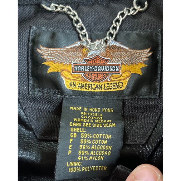 Harley-Davidson Womens Black Embroidered Logo Trucker Jacket Medium Cotton Blend - Picture 4 of 10